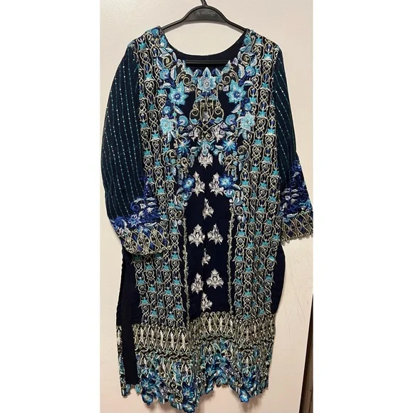 sachin and babi light blue dress Indian Chiffon Embroidered Maxi